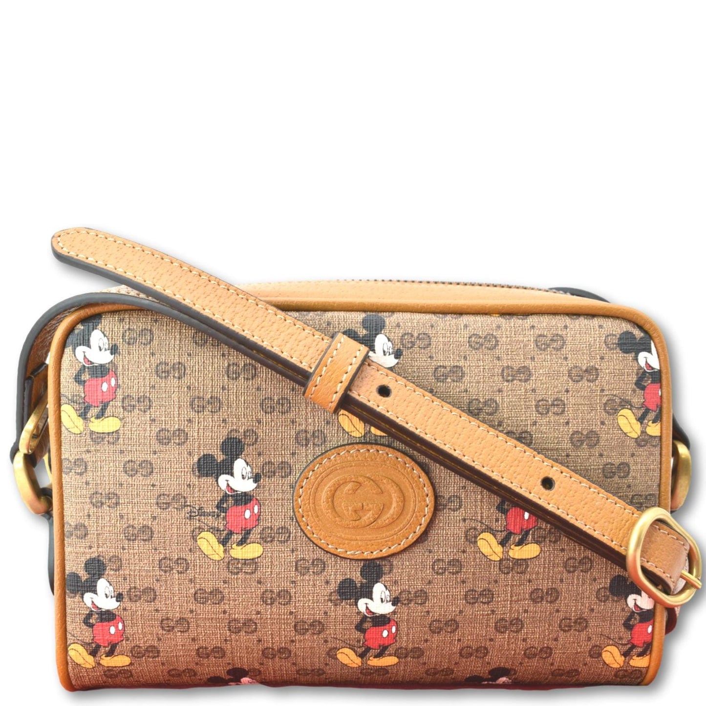 GUCCI x Disney Mickey Mo  GG Supreme Coated Canvas Crossbody Bag Brown 602536
