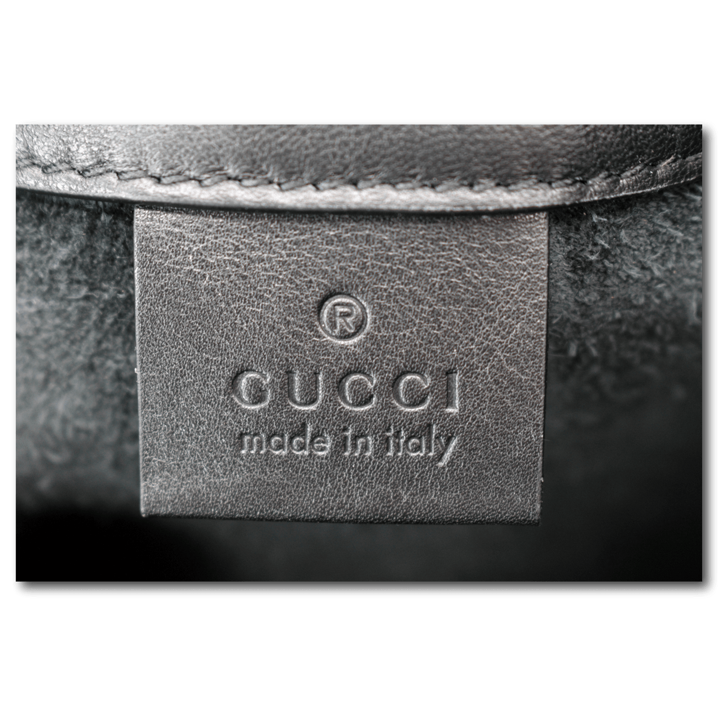 GUCCI Drawstring Print Leather Backpack Bag Black 494053