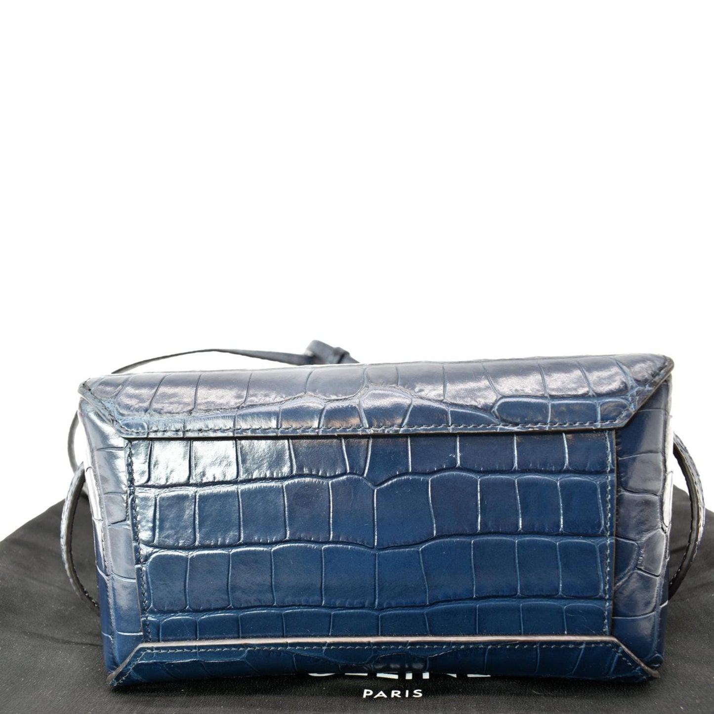 CELINE Nano Belt Embossed Leather Shoulder Bag Blue