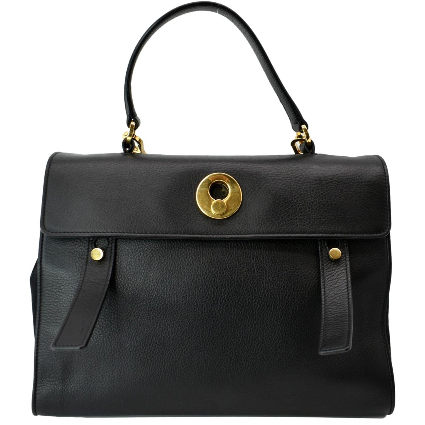 YVES SAINT LAURENT M  Two Medium Calfskin Satchel Shoulder Bag Black
