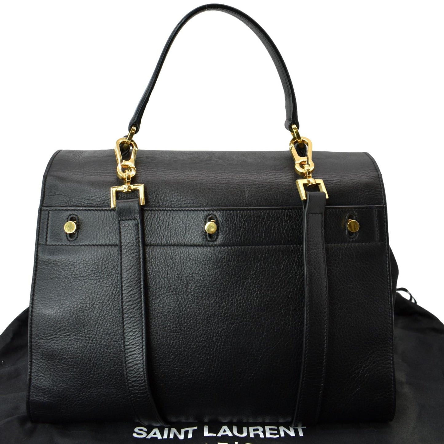 YVES SAINT LAURENT M  Two Medium Calfskin Satchel Shoulder Bag Black