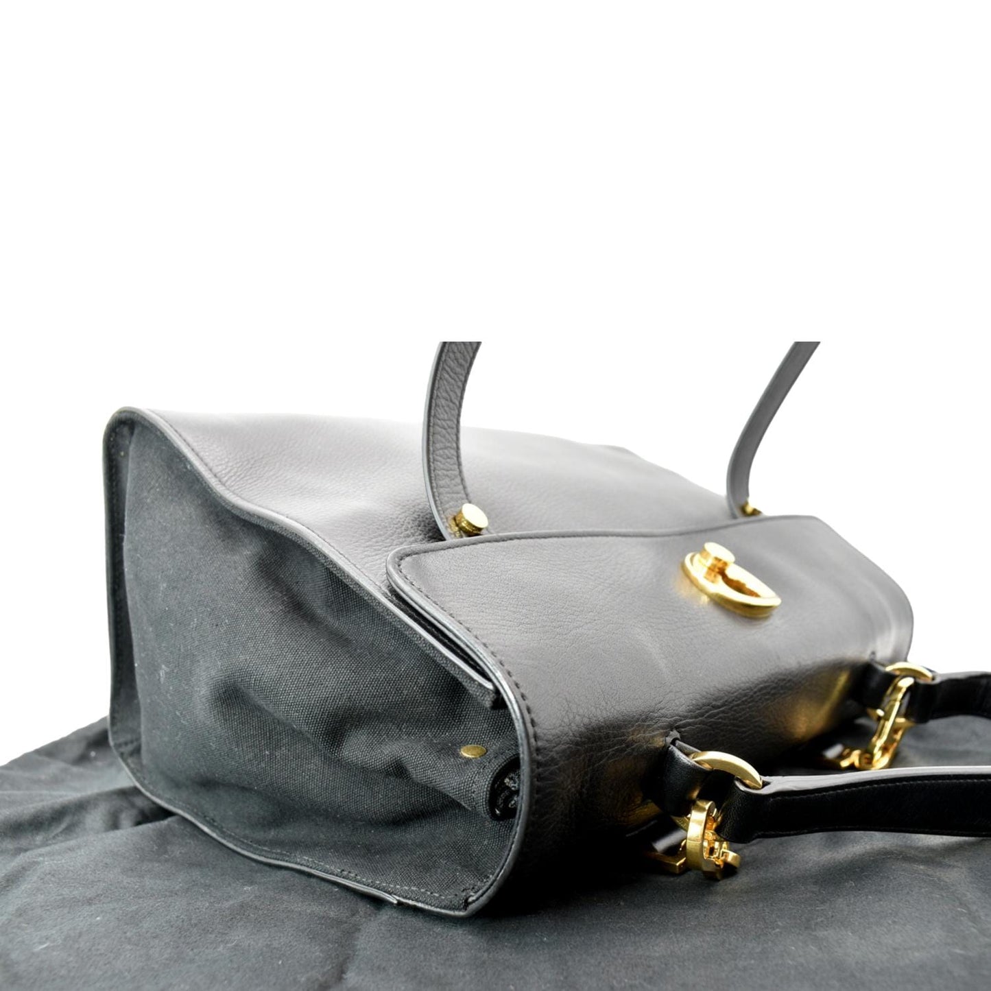 YVES SAINT LAURENT M  Two Medium Calfskin Satchel Shoulder Bag Black