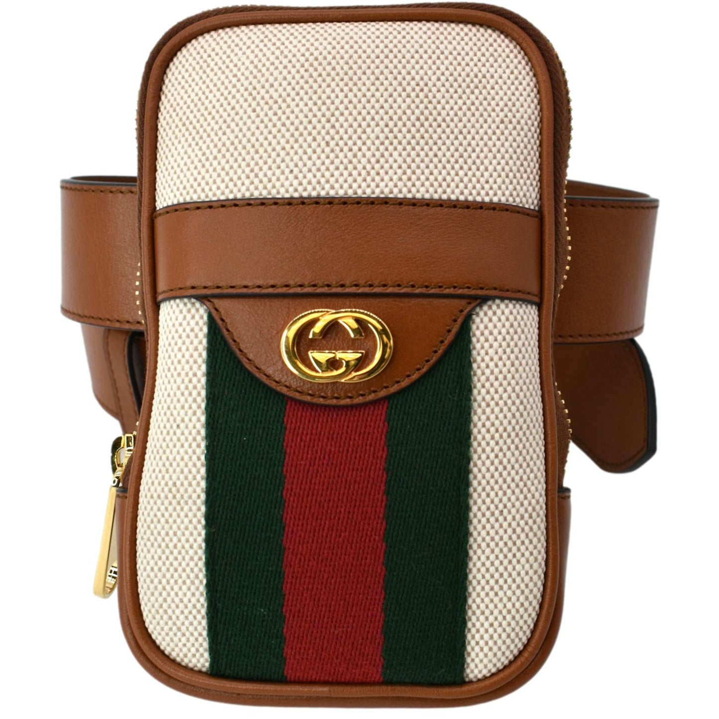 GUCCI Phone Case   Canvas Belt Bag Dark Brown 581519