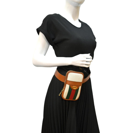 GUCCI Phone Case   Canvas Belt Bag Dark Brown 581519