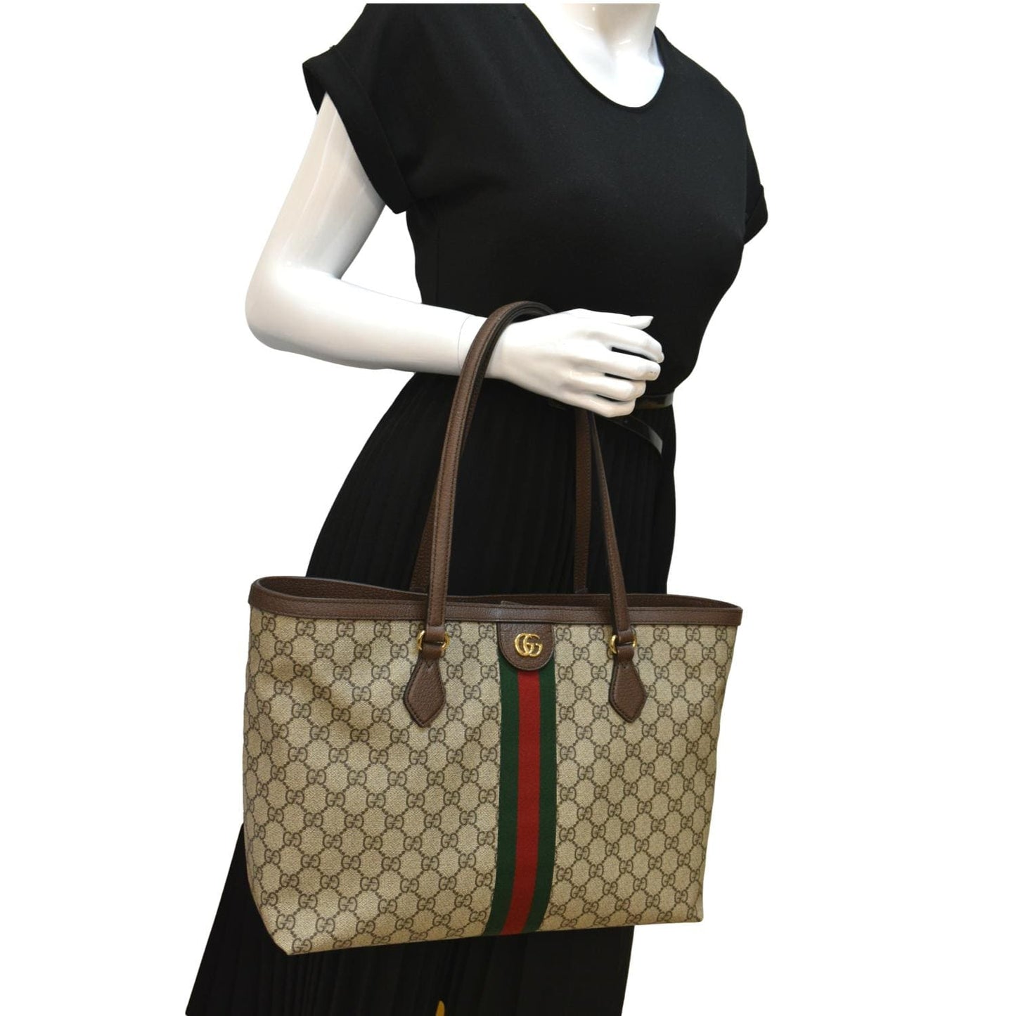 GUCCI Ophidia Medium GG Supreme Canvas Tote Bag Beige 631685