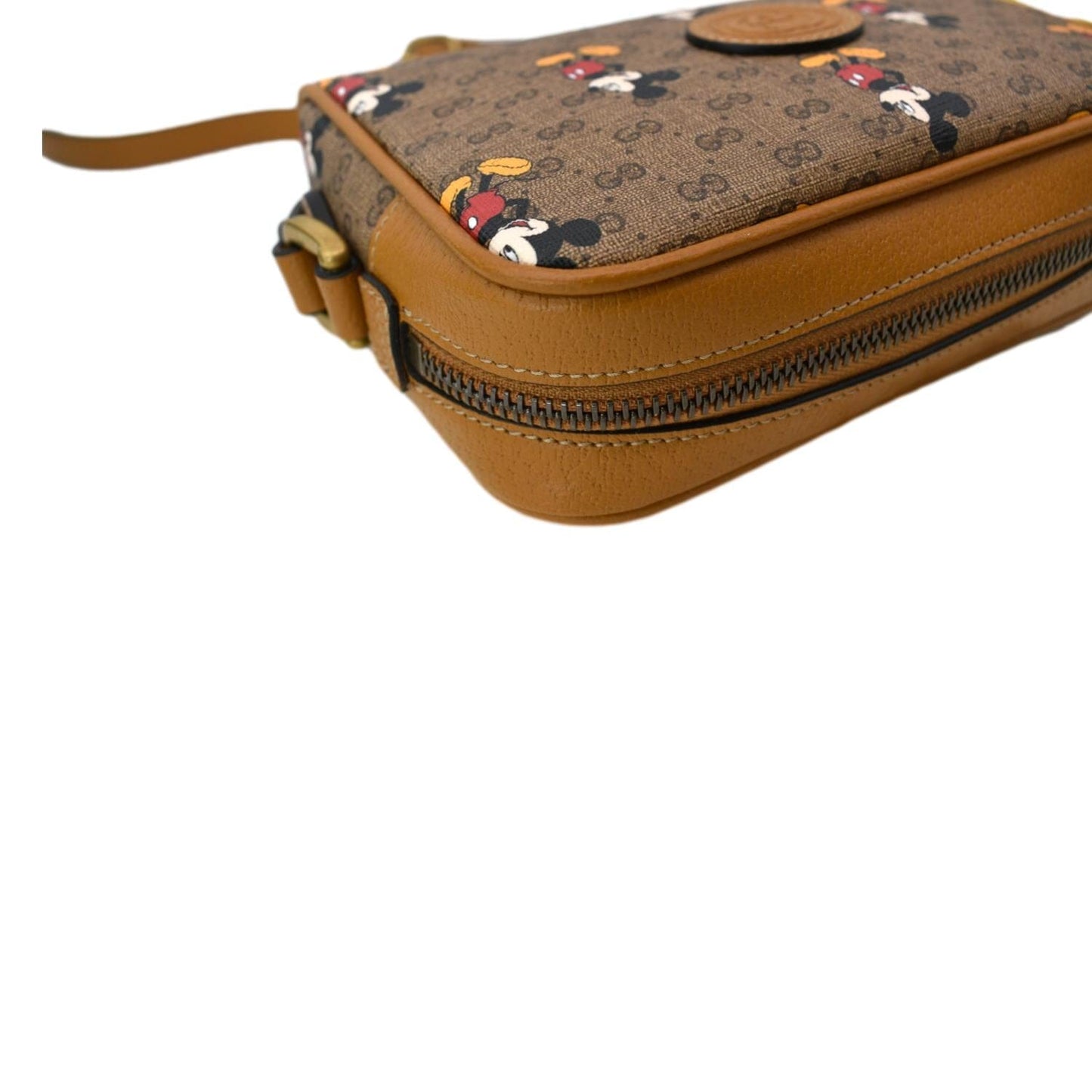 GUCCI x Disney Mickey Mo  GG Supreme Coated Canvas Crossbody Bag Brown 602536
