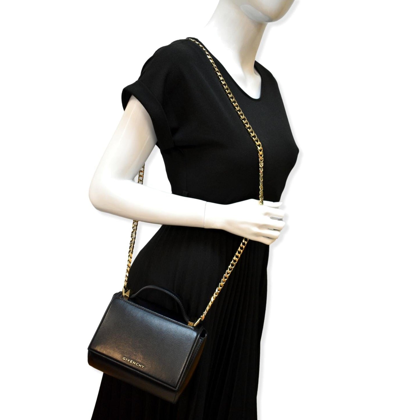 GIVENCHY Mini Pandora Box  Leather Chain Crossbody Bag Black