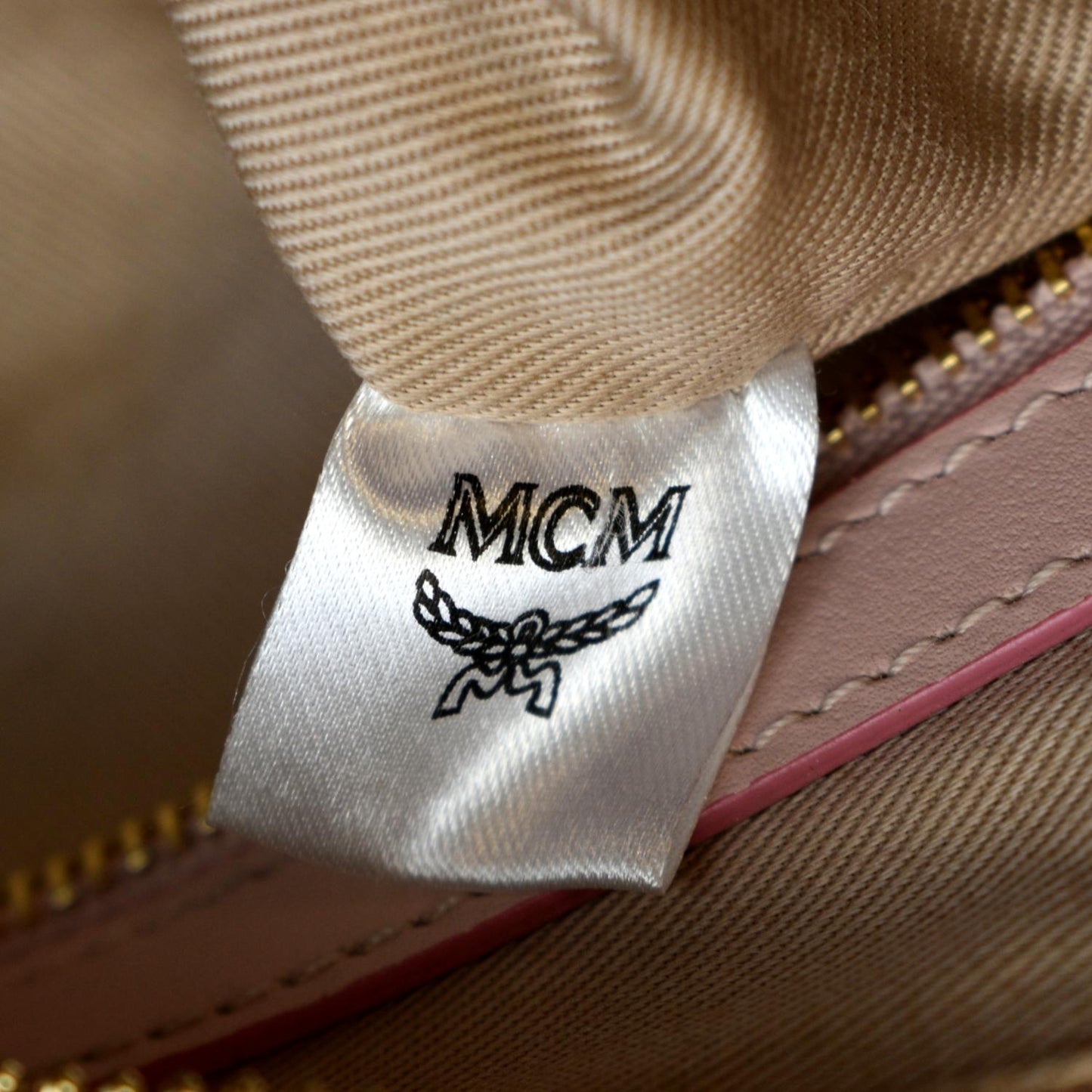 MCM Visetos Medium Canvas Crossbody Pouch Pink
