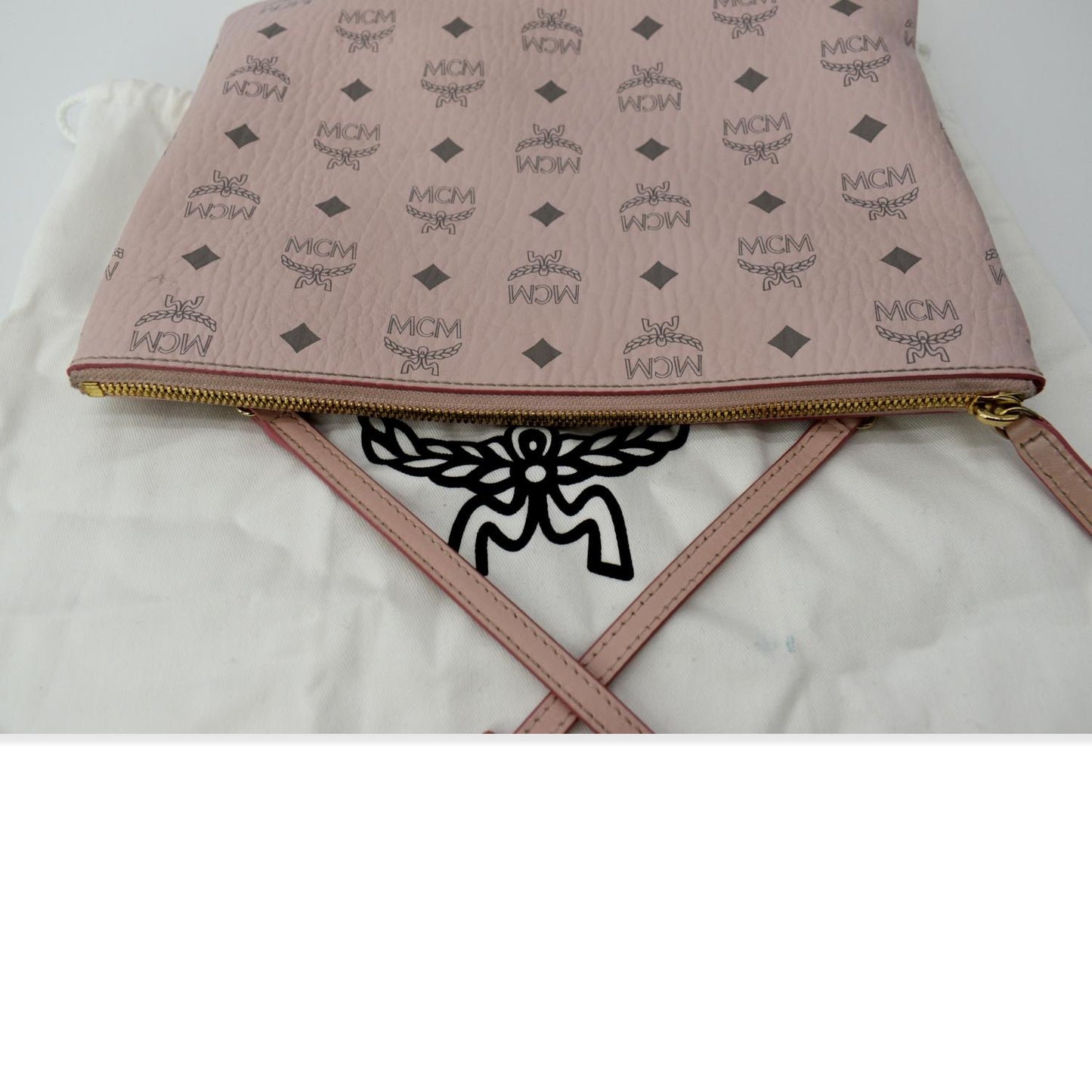 MCM Visetos Medium Canvas Crossbody Pouch Pink