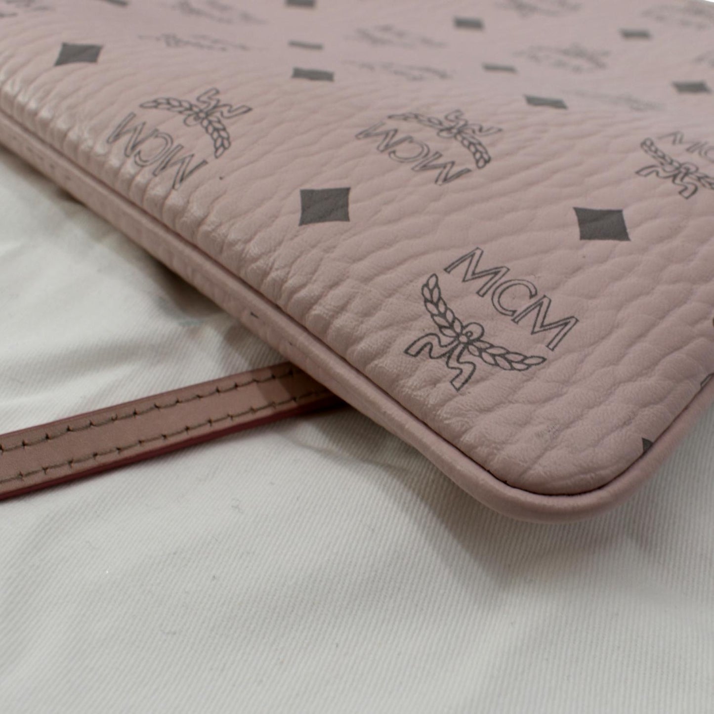 MCM Visetos Medium Canvas Crossbody Pouch Pink