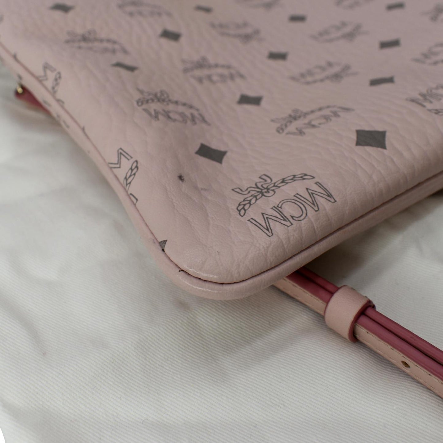 MCM Visetos Medium Canvas Crossbody Pouch Pink