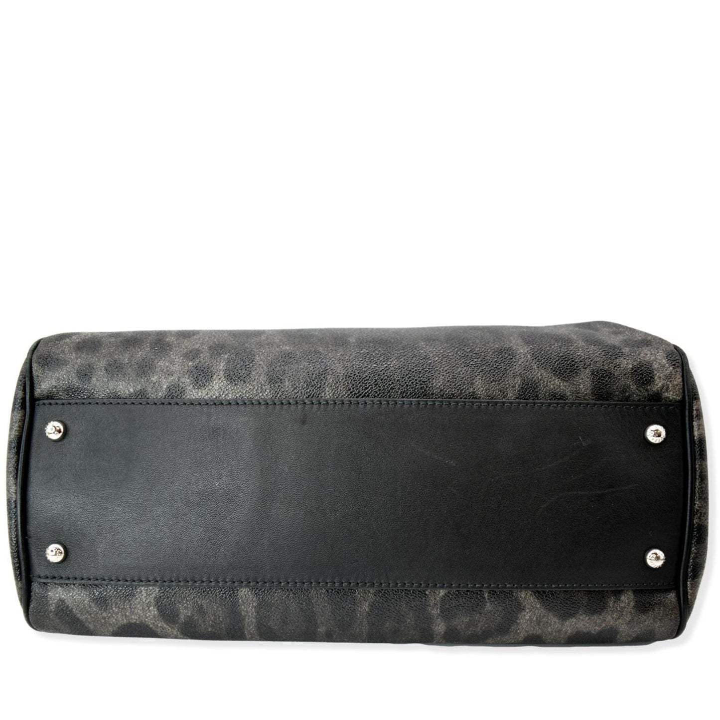 DOLCE & GABBANA Miss Sicily Leopard Print Leather Shoulder Bag Black