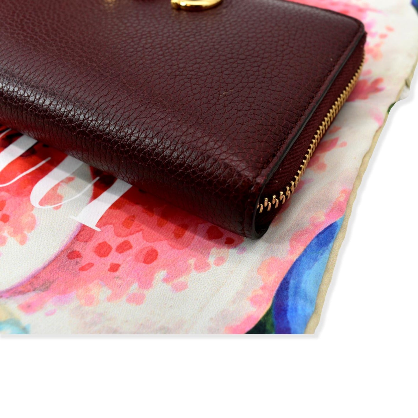 Gucci Zumi Zip Around Grainy Leather Wallet Bordeaux 570661