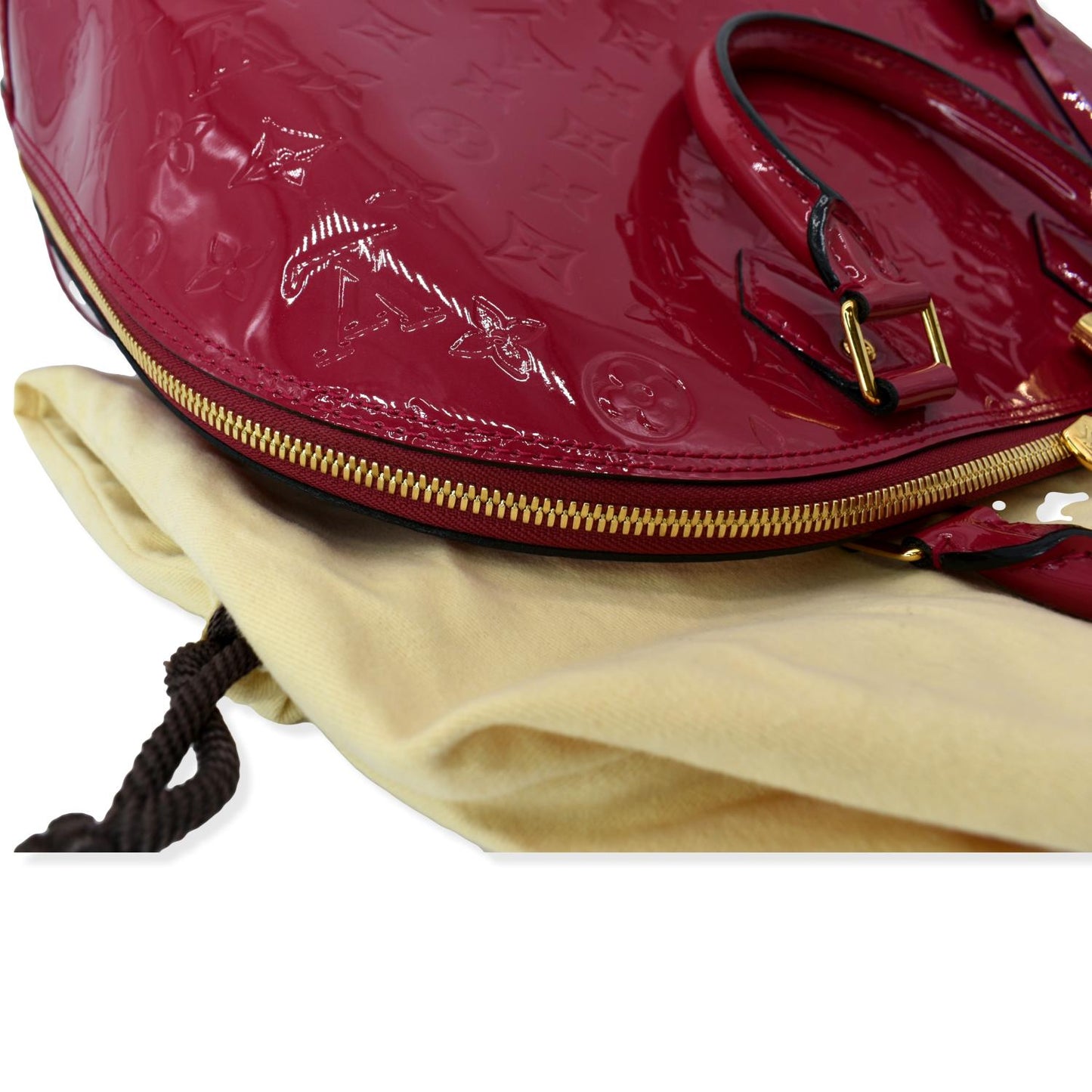 LOUIS VUITTON Alma GM Monogram Vernis Leather Satchel Bag Pink