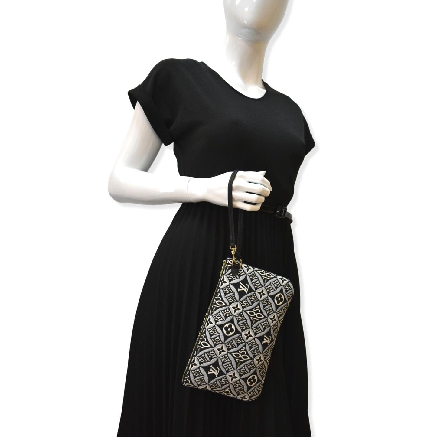 LOUIS VUITTON Since 1854 Neverfull Jacquard Wristlet Pouch Grey