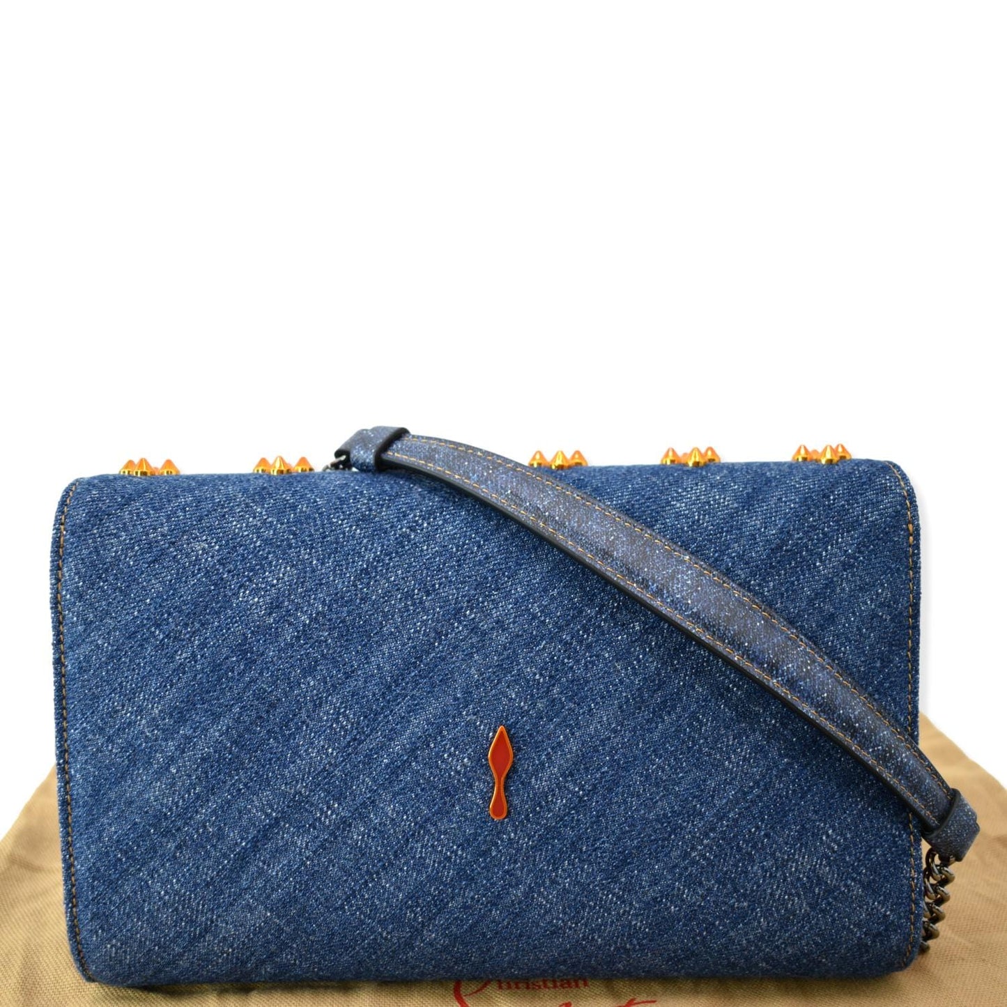 CHRISTIAN LOUBOUTIN Paloma Denim New 1:1 Rep Pearl Spikes Crossbody Bags Dark Blue