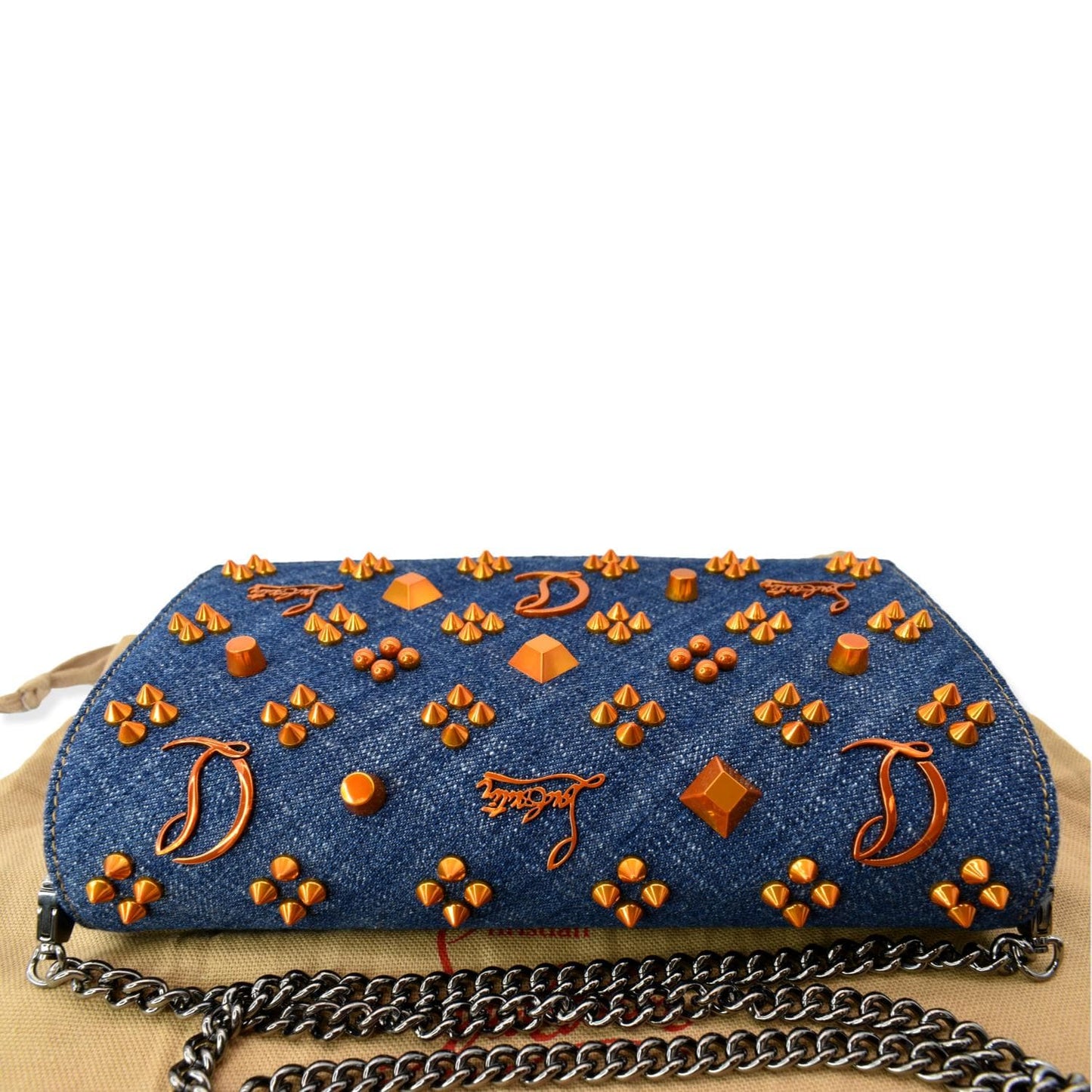 CHRISTIAN LOUBOUTIN Paloma Denim New 1:1 Rep Pearl Spikes Crossbody Bags Dark Blue