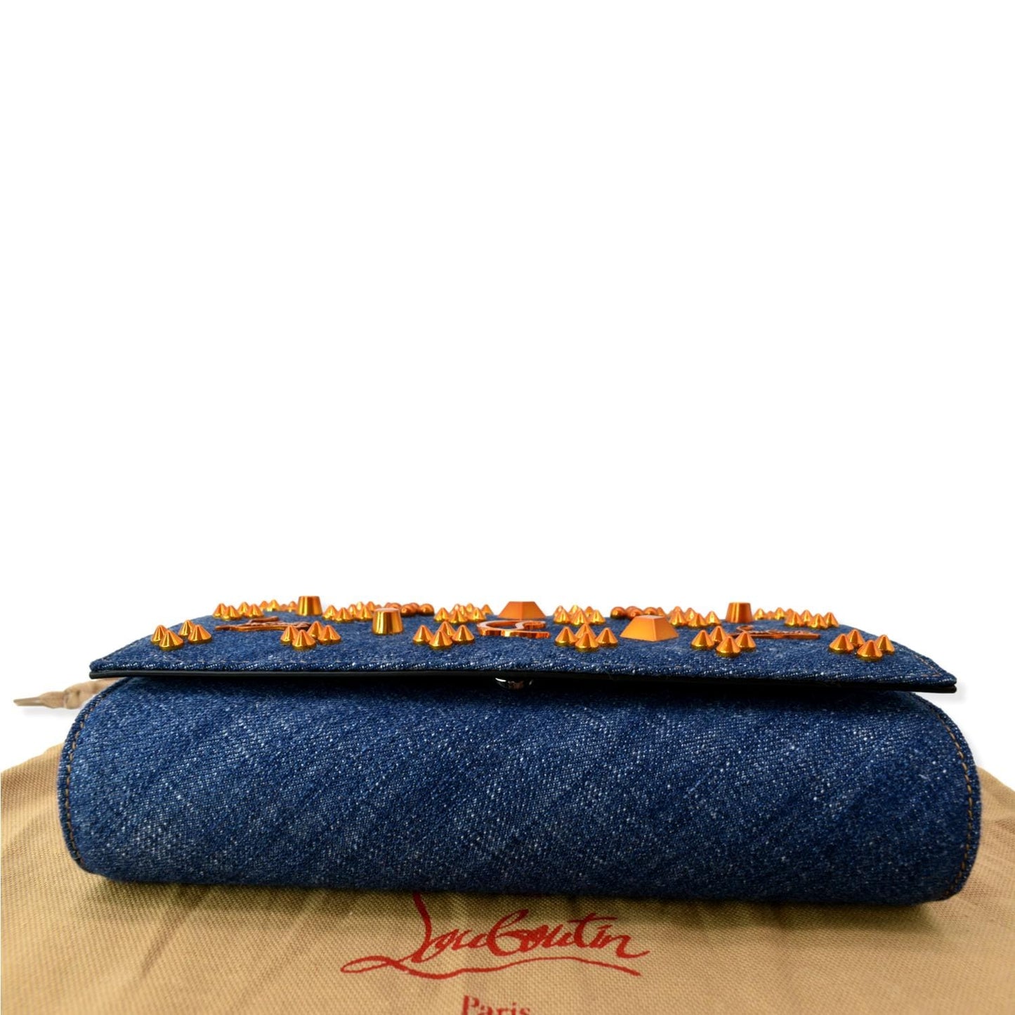 CHRISTIAN LOUBOUTIN Paloma Denim New 1:1 Rep Pearl Spikes Crossbody Bags Dark Blue