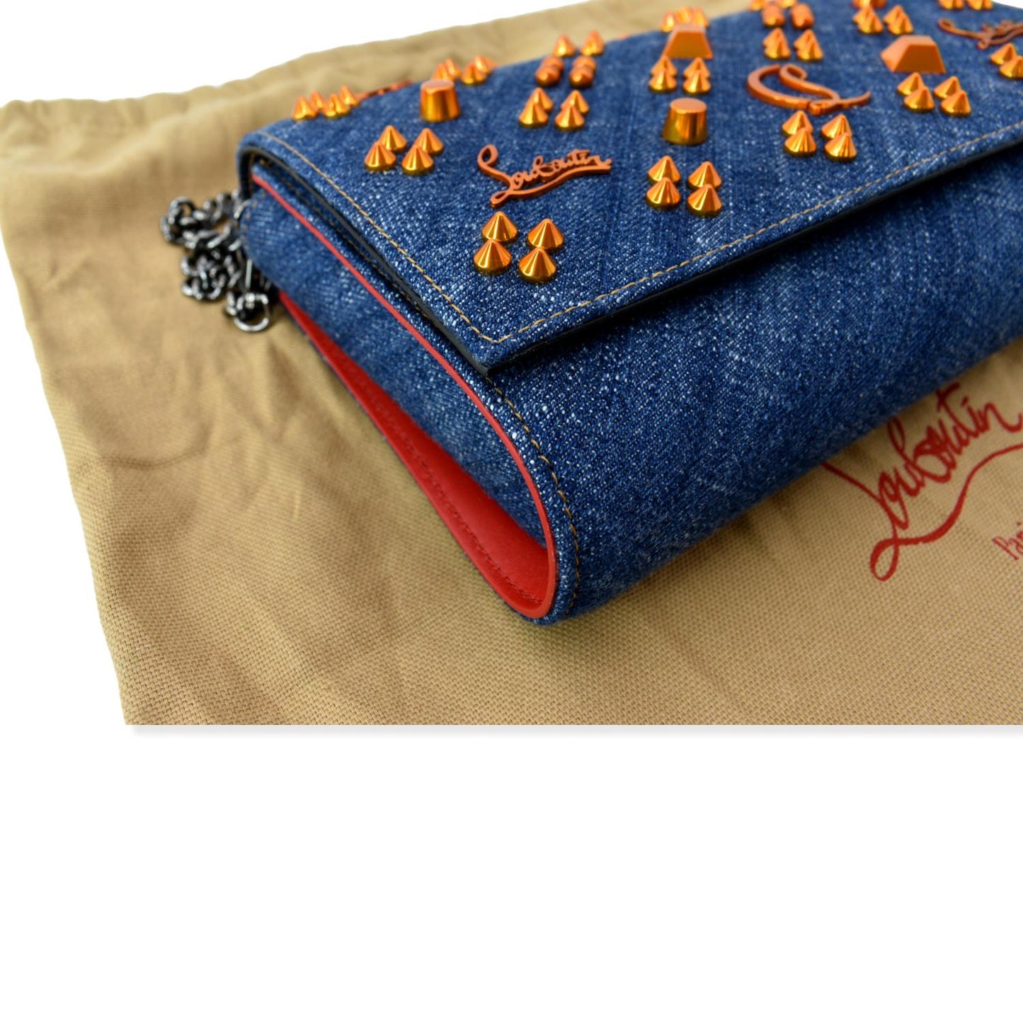 CHRISTIAN LOUBOUTIN Paloma Denim New 1:1 Rep Pearl Spikes Crossbody Bags Dark Blue