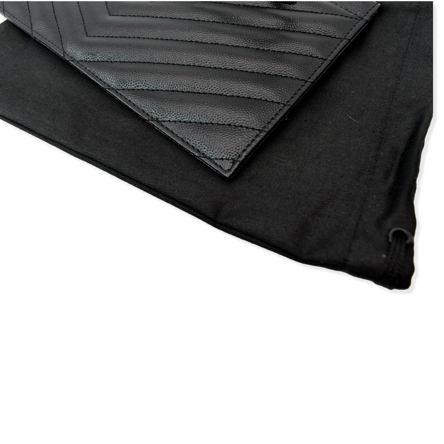 YVES SAINT LAURENT Matelasse Large Bill Monogram Pouch Black