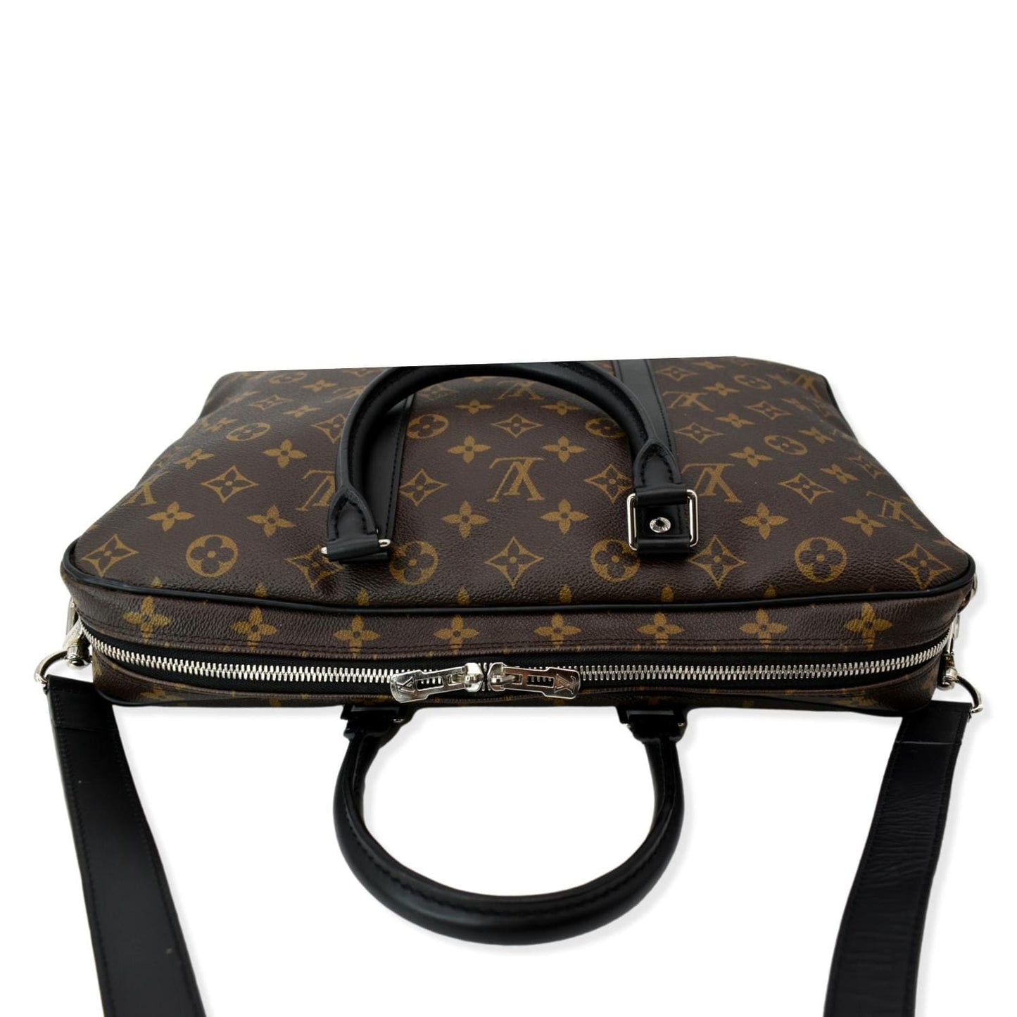 LOUIS VUITTON Porte Documents Voyage Monogram Canvas Briefcase Bag Brown