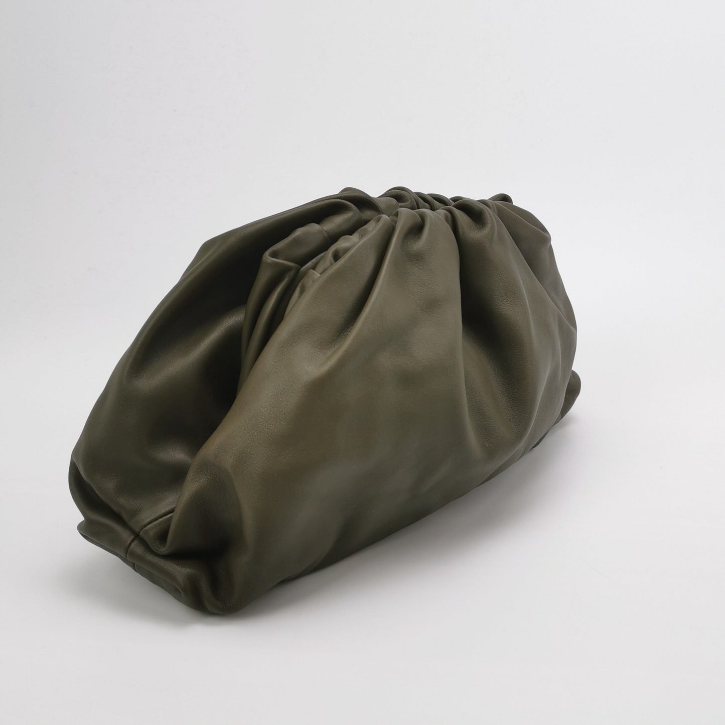 Bottega Veneta Pouch Calfskin Leather Dark Green Large
