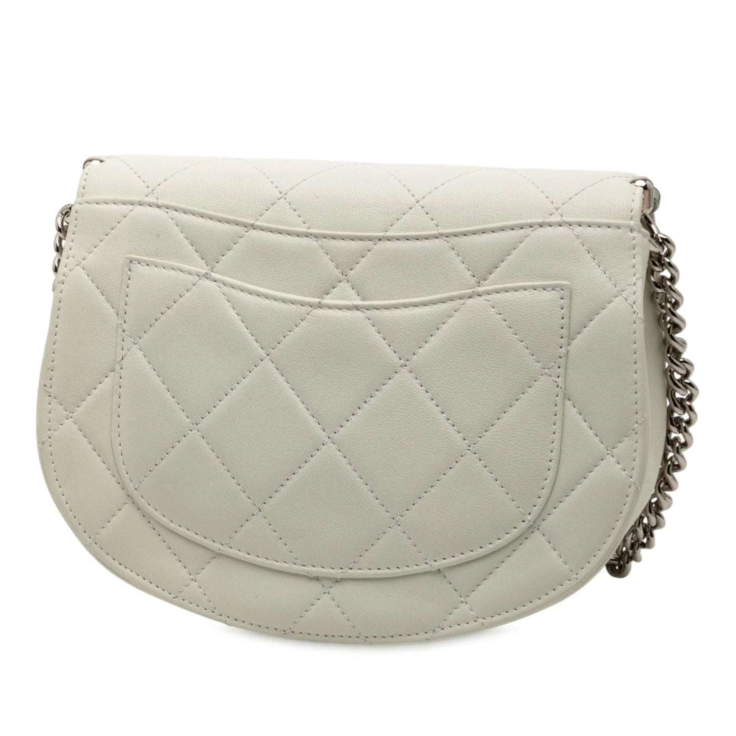 White Chanel Small Quilted Lambskin Studded Bubble Flap Crossbody Bag