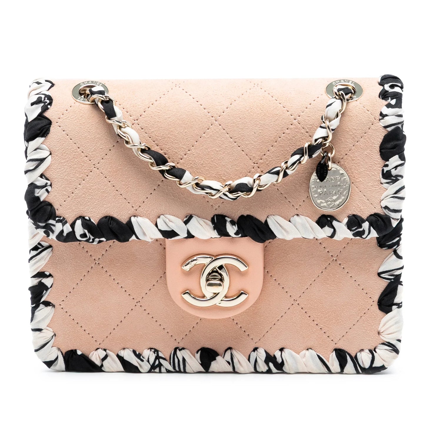 Brown Chanel Mini Quilted Suede Braided My Own Frame Flap Crossbody Bag