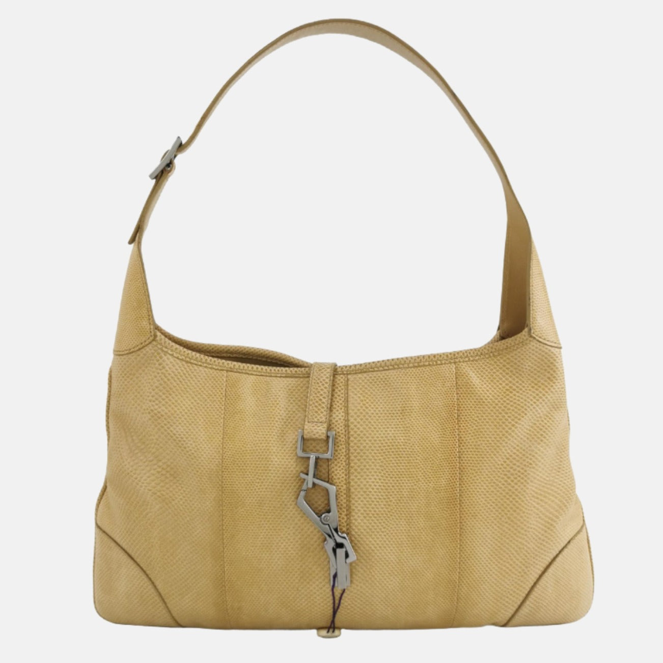 Gucci Jackie   Yellow Gold Exotic Lizard-skin Leather Shoulder Bag