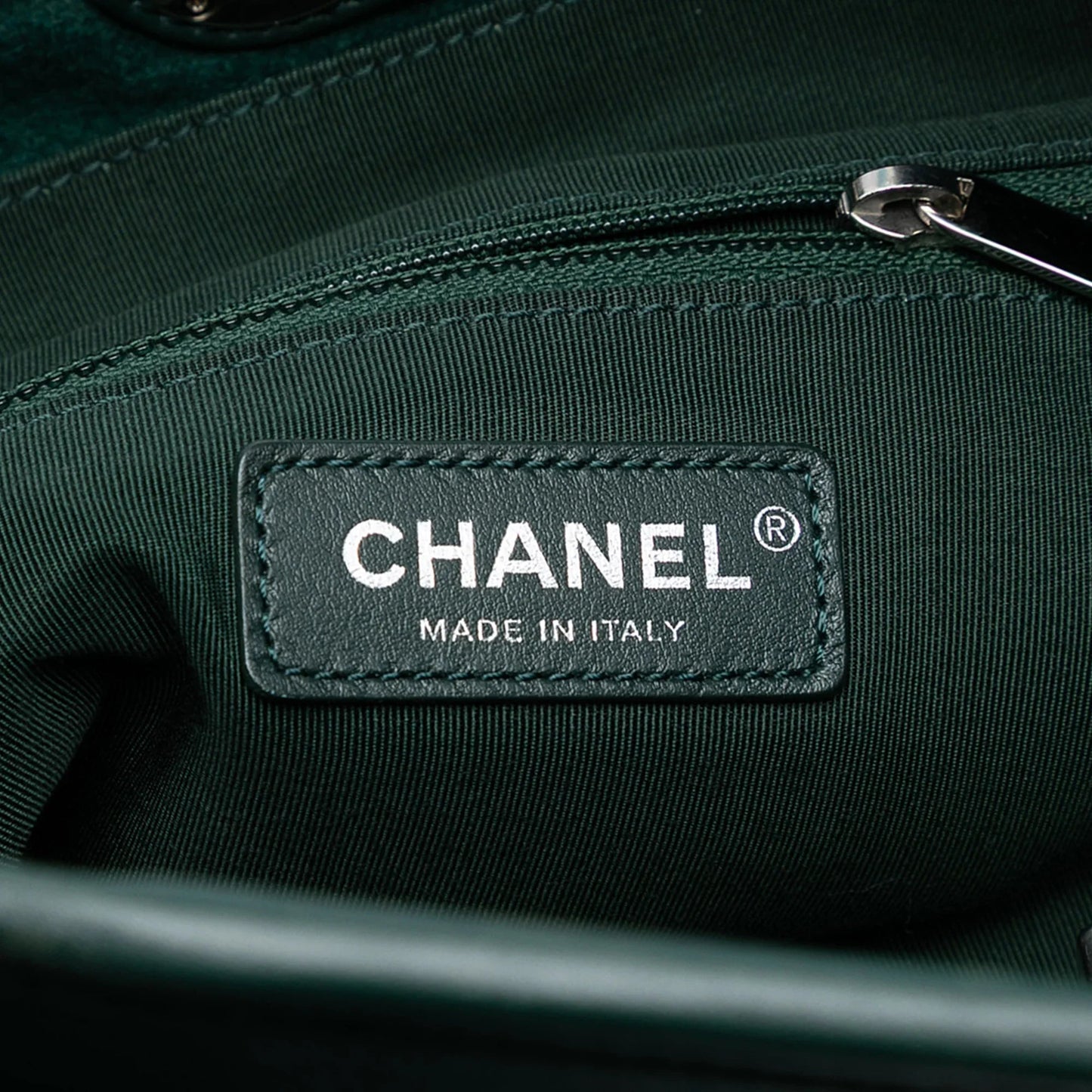 Green Chanel Extra Large Stitched Wool and Calfskin 31 Shopping Bag Satchel