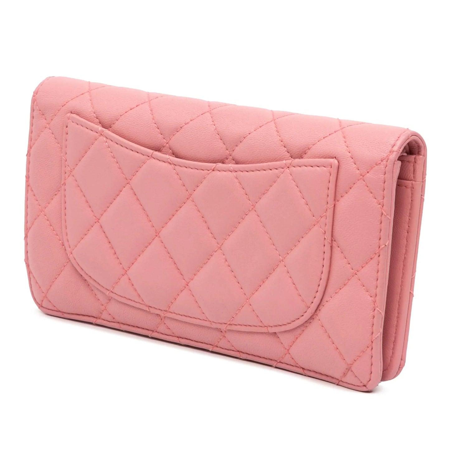Pink Chanel CC Quilted Lambskin Bifold Long Wallet