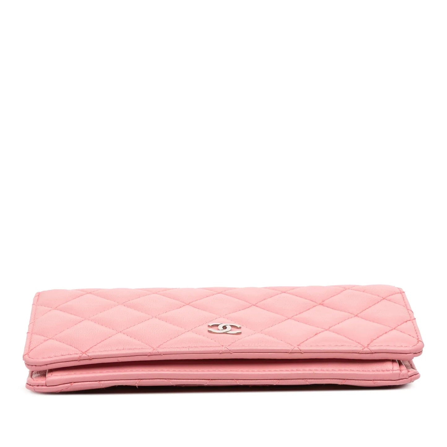 Pink Chanel CC Quilted Lambskin Bifold Long Wallet