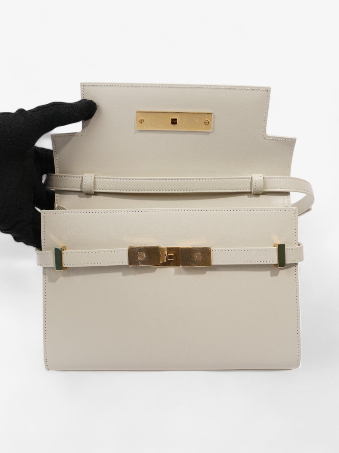 Saint Laurent Manhattan Blanc   Calfskin Leather Small
