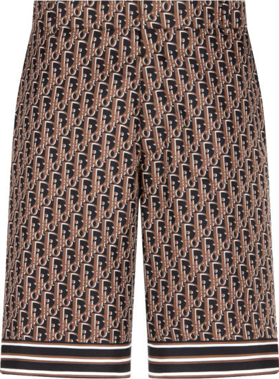 DIOR OBLIQUE MONOGRAM SILK MEN'S SHORTS