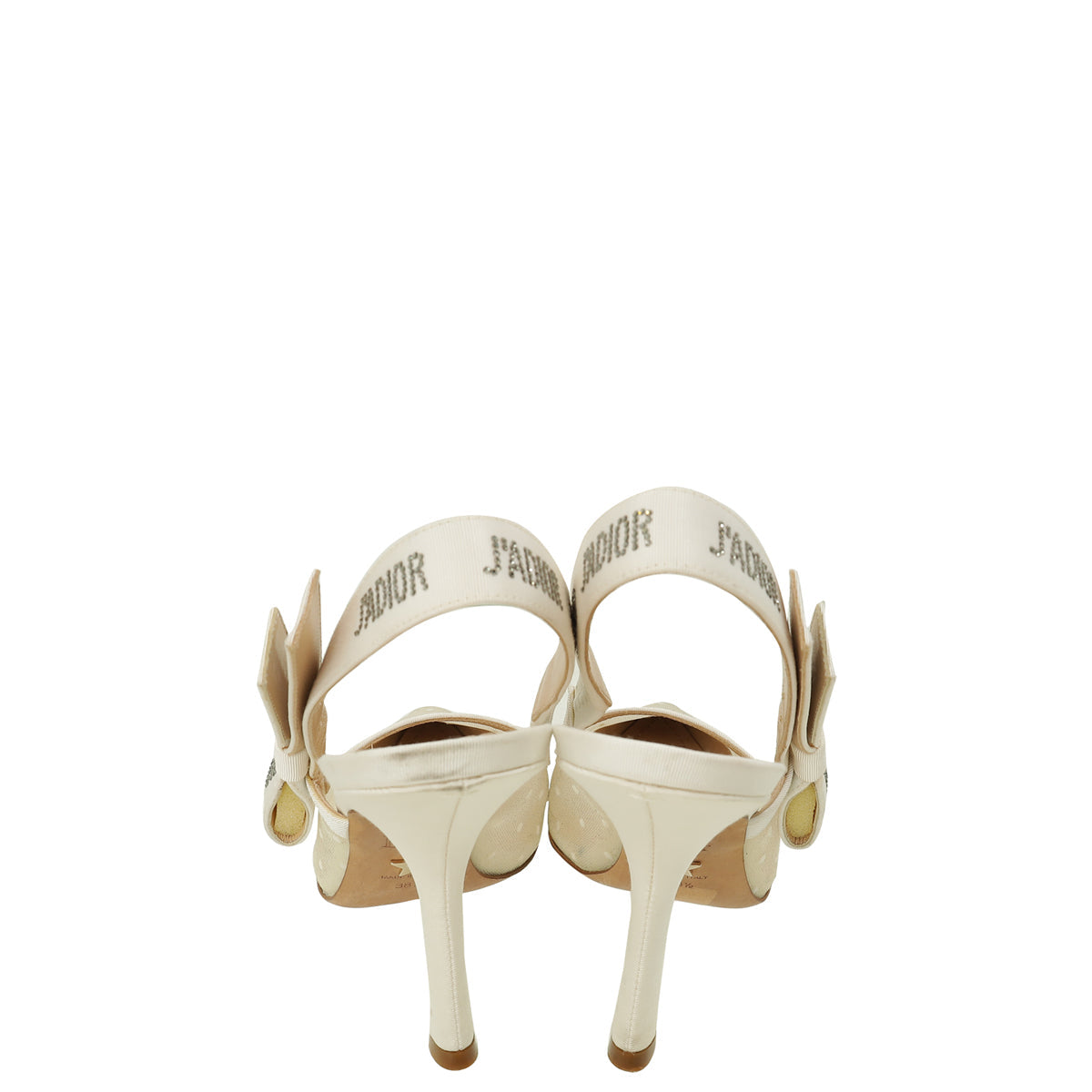Christian Dior White Plumetis Mesh Crystal JÁdior Slingback Pumps 38.5