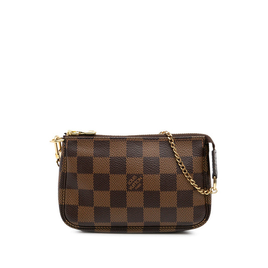 Brown Louis Vuitton Damier Ebene Mini Pochette Accessoires Handbag