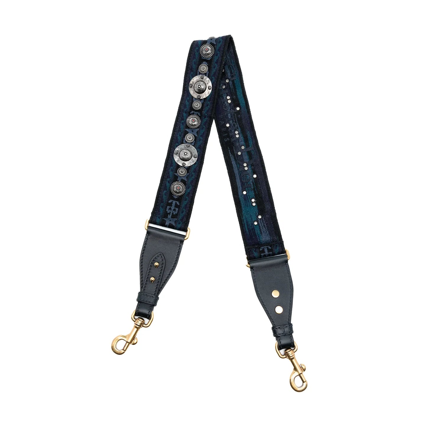 Blue Dior Studded Canvas Embroidered Bag Strap