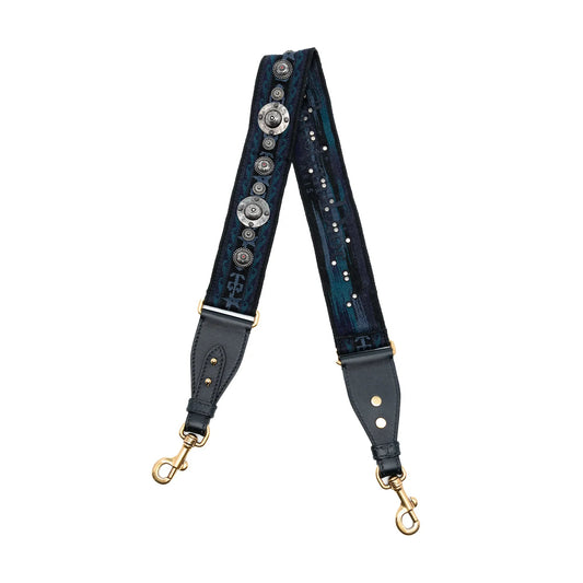Blue Dior Studded Canvas Embroidered Bag Strap
