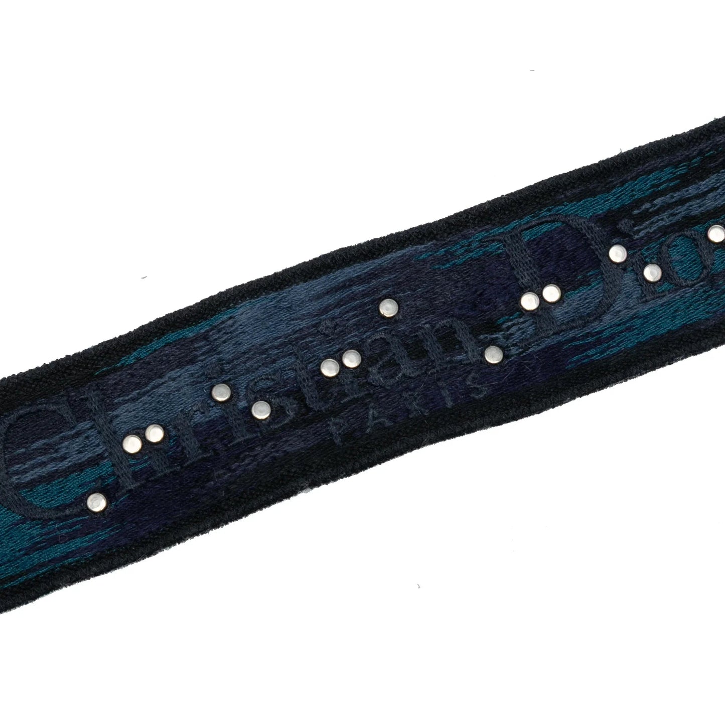 Blue Dior Studded Canvas Embroidered Bag Strap
