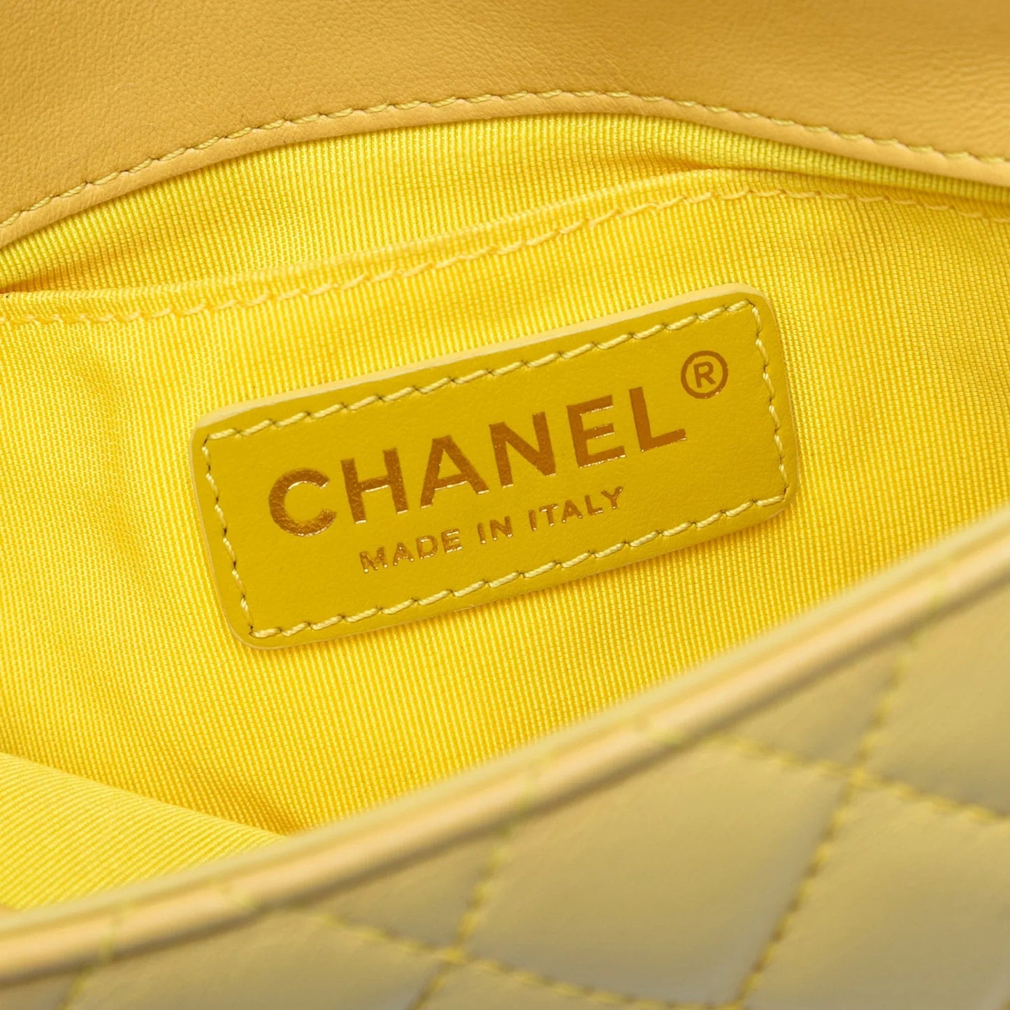 Yellow Chanel CC Quilted Lambskin Side Packs Flap Crossbody Bag