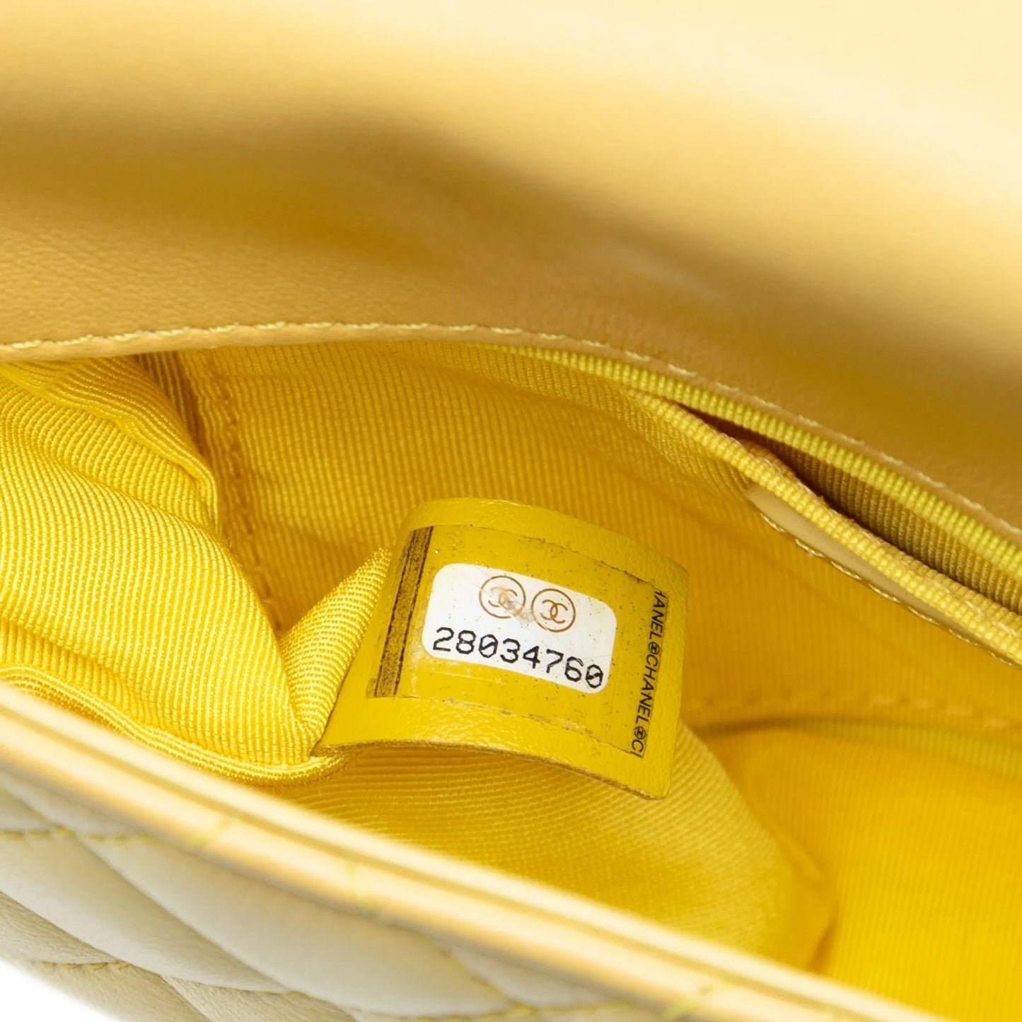 Yellow Chanel CC Quilted Lambskin Side Packs Flap Crossbody Bag