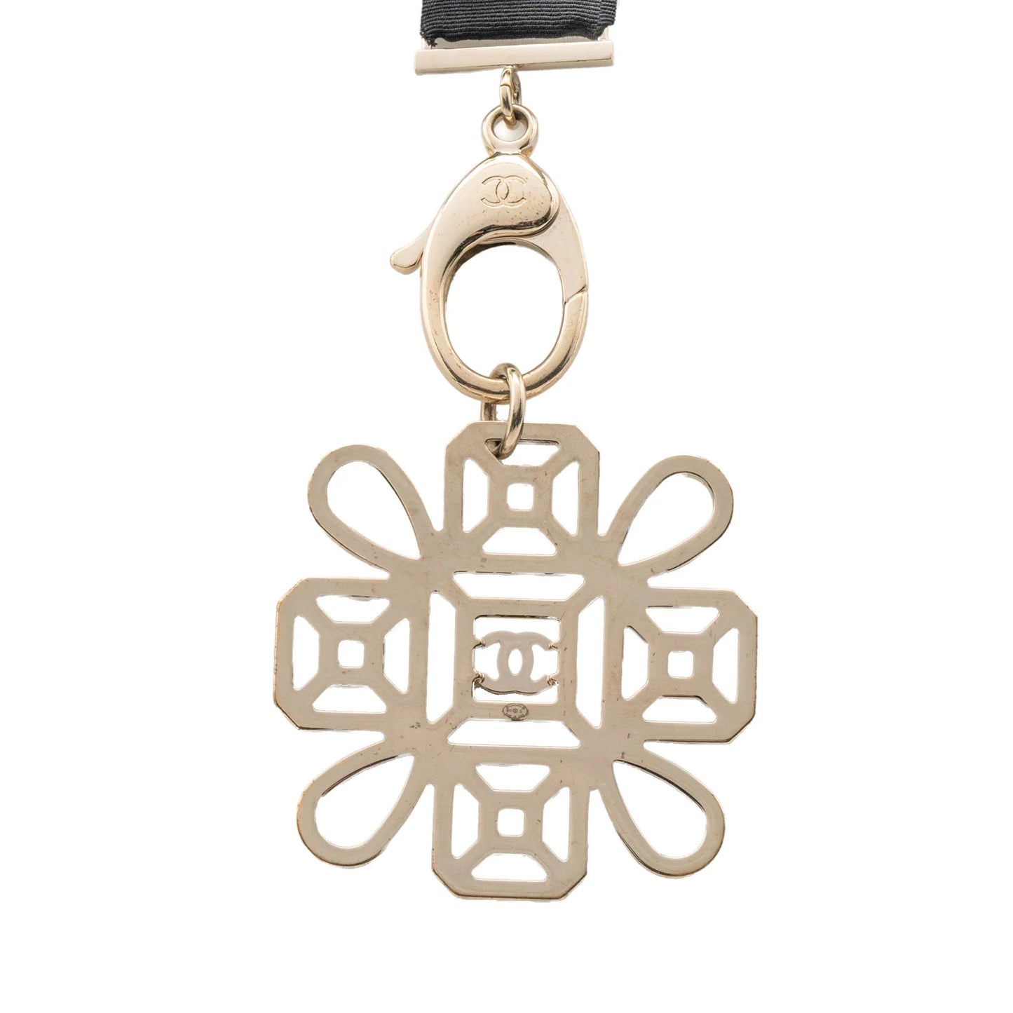 Gold Chanel Gold Plated Rhinestones Embellished Snowflake Pendant Necklace
