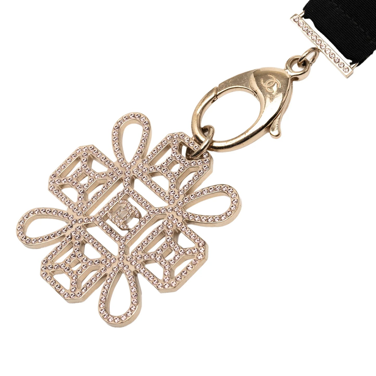 Gold Chanel Gold Plated Rhinestones Embellished Snowflake Pendant Necklace