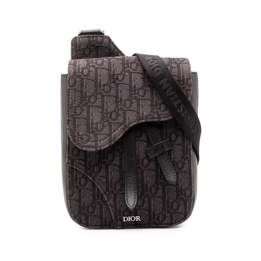 Brown Dior Oblique Canvas Saddle Pouch Crossbody