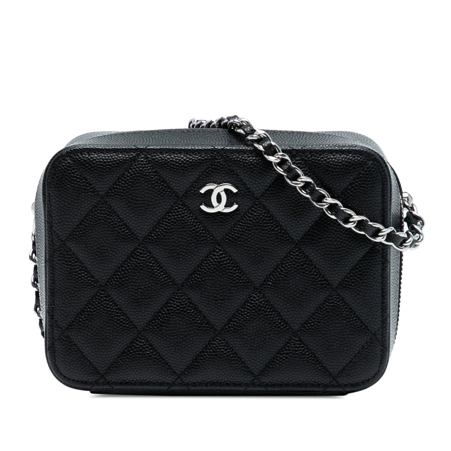Black Chanel CC Quilted Caviar Camera Bag