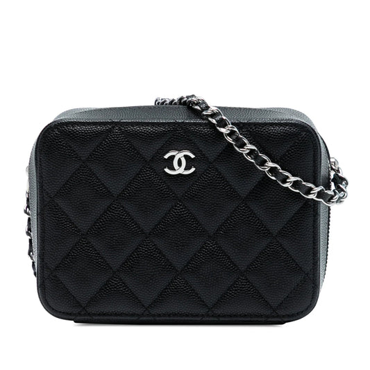 Black Chanel CC Quilted Caviar Camera Bag