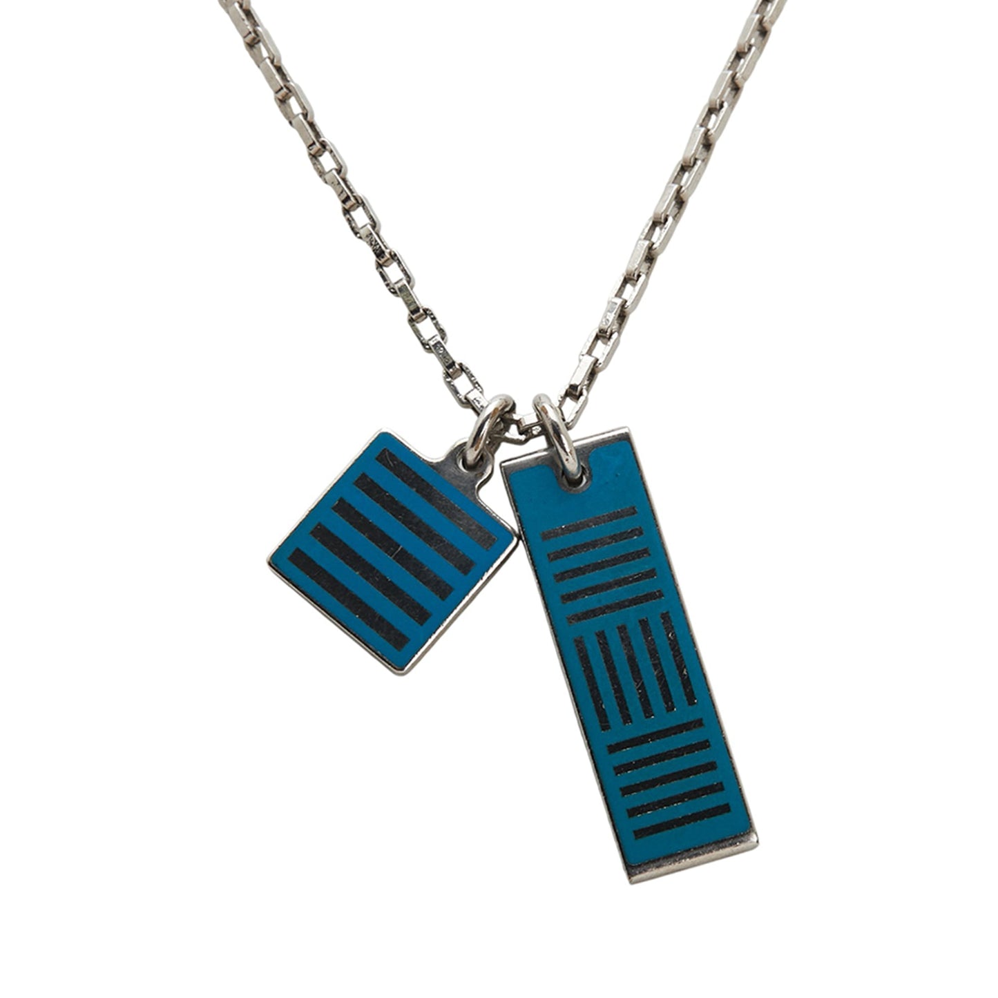 Silver Louis Vuitton Palladium Plated Damier Colors Pendant Necklace