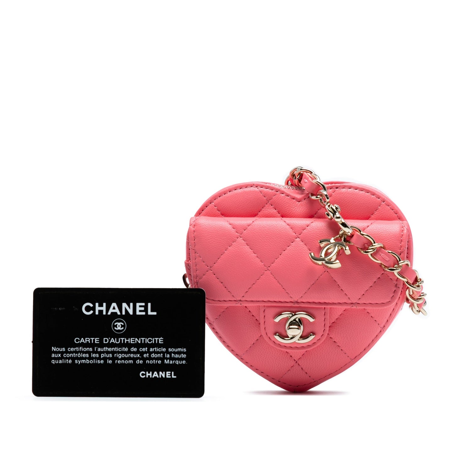 Pink Chanel Mini Lambskin CC in Love Heart Crossbody