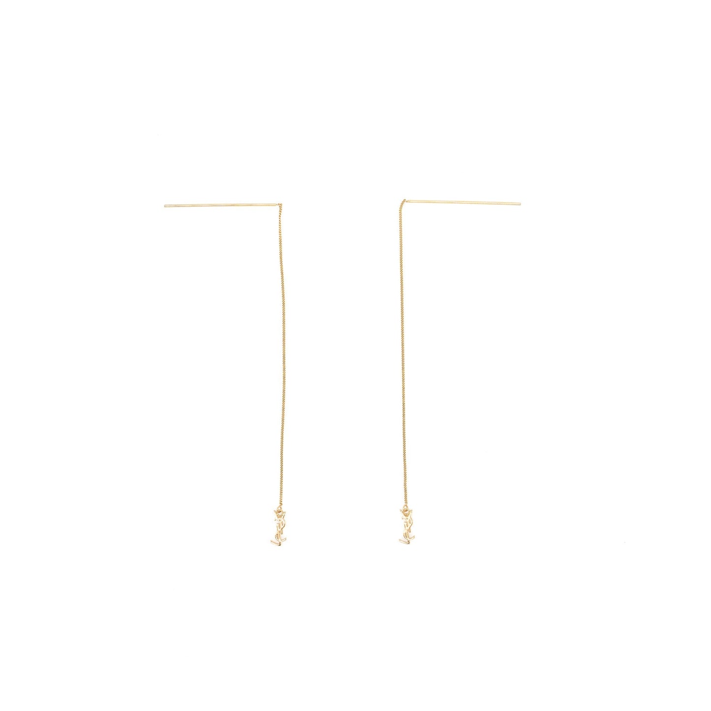 Saint Laurent/ Logo Dropped Earrings Gold Tone