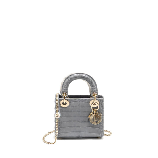 Dior Mini Lady Dior alligator mississippiensis grey